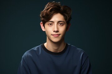 Fototapeta premium . title. asian man portrait in black studio with professional background,.