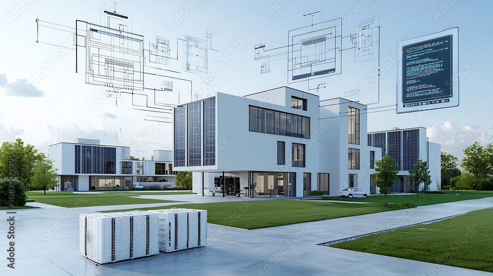 Poster futuristic city with intelligent power grid and data network a concept depicting a smart sustainable