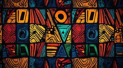 Obraz premium Vibrant geometric African textile pattern