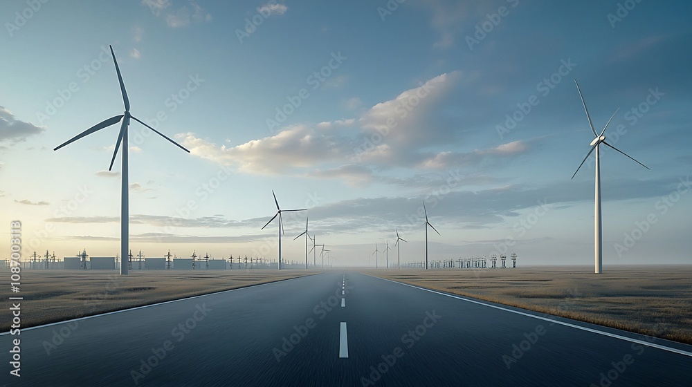 Aufkleber Centralized Power Grid System Seamlessly Integrating Renewable Energy Sources and Connecting to Residential Commercial and Industrial Facilities for Efficient and Sustainable Electricity Distribution