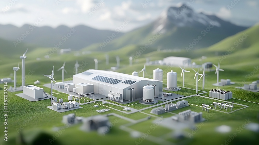 Leinwandbilder innovative grid network integrating renewable energy sources with residential commercial and industr
