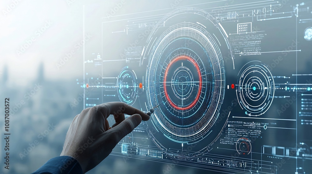 Aufkleber Conceptual of a modern integrated power grid management hub that centrally controls and monitors the distribution of diverse energy sources to supply various consumers through a smart efficient