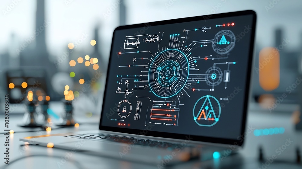 Aufkleber Conceptual image of a modern power grid management hub that integrates diverse energy sources including renewable and sustainable options