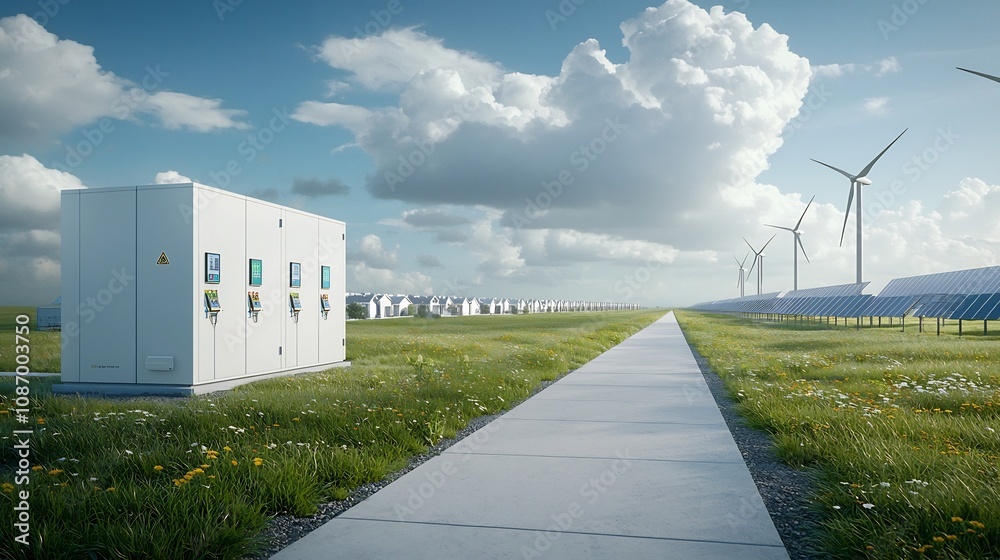Aufkleber centralized green energy grid system efficiently connecting renewable power plants such as solar and