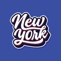 Newyork typography logo, badge, sticker for print on  t shirt. Newyork city lover short phrase lettering vector illustration. Suitable for design of t-shirts, clothes, hoodies, printing products etc.