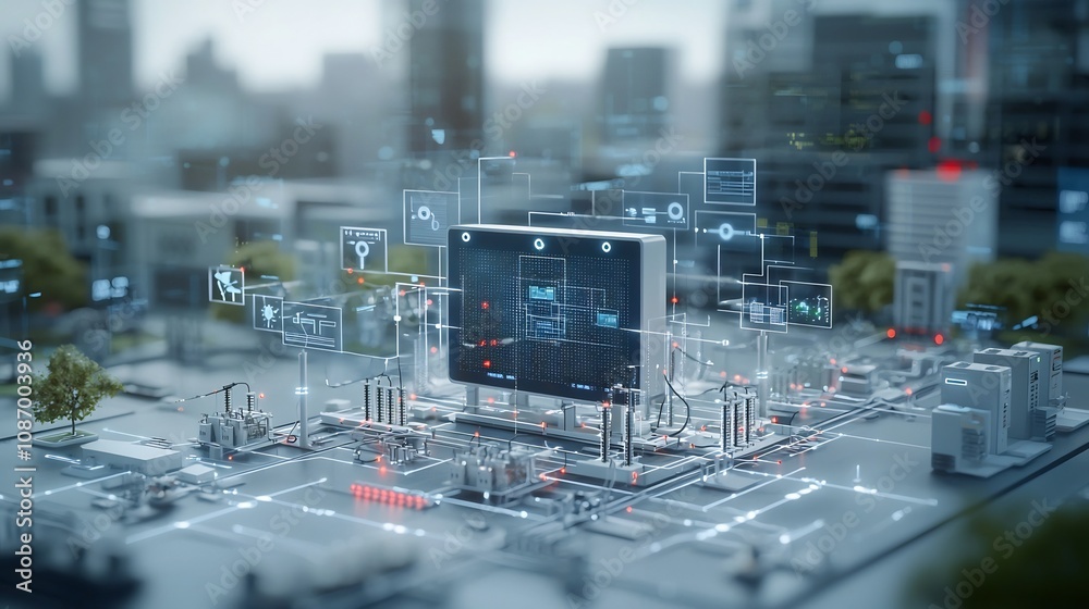 Poster Visualizing an Integrated Modern Power Grid System that Seamlessly Connects Renewable Energy Sources to Power Cities Industries and Infrastructure for a Sustainable Future