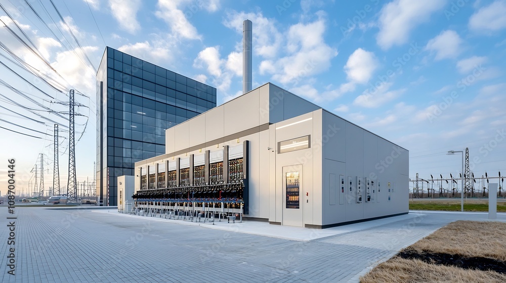 Aufkleber Centralized control hub managing a modern power grid that integrates renewable energy sources for efficient distribution of electricity to urban and industrial consumers