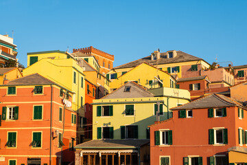 Sunset colors and atmosphere in Boccadasse block in Genoa