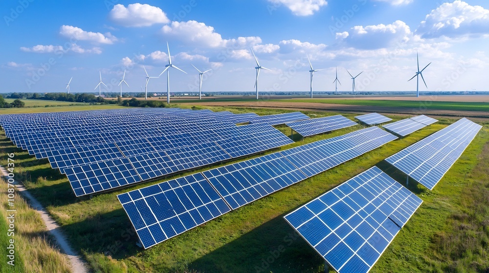Leinwandbilder centralized grid management system visualizing the of solar wind and hydroelectric power with reside