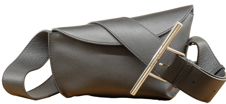 Sling shoulder bag in black leather.Alexander McQueen logo on the buckle.Milan - Italy,18 November 2024