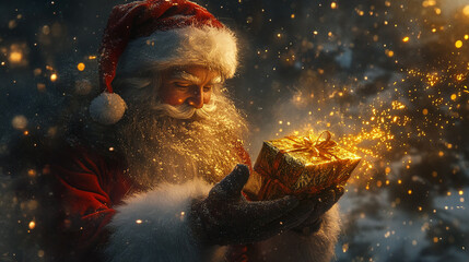 santa claus with gift