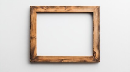 Minimalist Wooden Frame in Soft Tones on White Background - Interior Design Concept