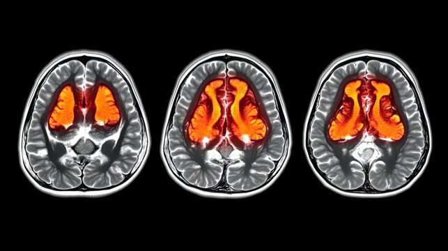 Brain Activity Highlighted In PETCT Scan Images, For Medical Diagnostics And Research.