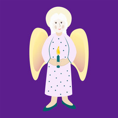 Vector - illustration of an angel wih a lighting candle.