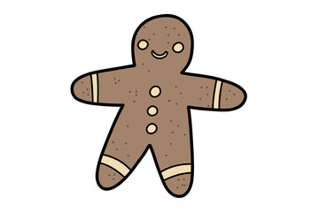 Cartoon gingerbread man. Christmas new year ginger cookie in the shape of a person. Brown pepper cake for the holiday. Glazed men. Vector flat cartoon illustration isolated on white background.