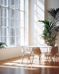 Warm and Inviting Corporate Lounge Meeting Room Area Bathed in Natural Light
