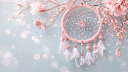Hand-drawn watercolor dreamcatcher illustration, ethnic design inspired by Native American culture, ideal for greeting cards, DIY projects, and blogs with a boho aesthetic