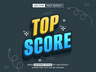 top score editable text, font effect, 3d text for title