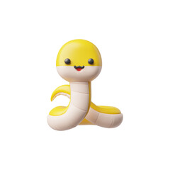 Vector 3d illustration of cartoon yellow snake isolated on background.