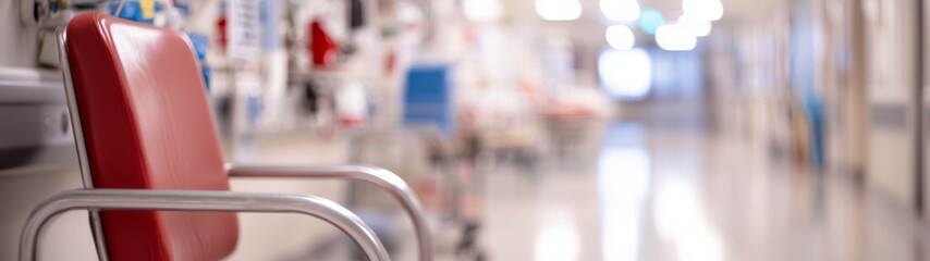 Emergency Room Interior, close-up view of a hospital emergency room, showcasing medical equipment and staff in action, highlighting urgency and care in a critical environment