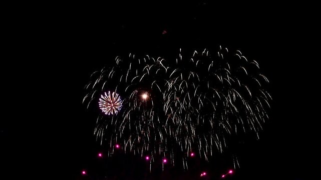 Spectacular realtime abstract fireworks display celebrating New Year 2025 during the Chinese New Year festivities