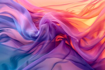 Fototapeta premium Colorful Abstract Fabric Flowing in Gentle Waves with Soft Gradients of Pink, Purple, and Blue Creating a Dreamy and Ethereal Background for Creative Projects