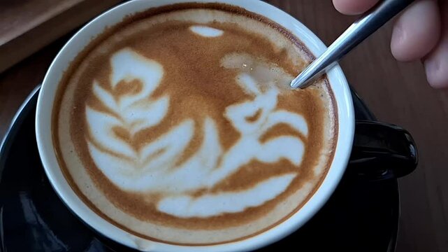 A delicate touch, a gentle stir, to awaken the sleeping cappuccino. Latte Art