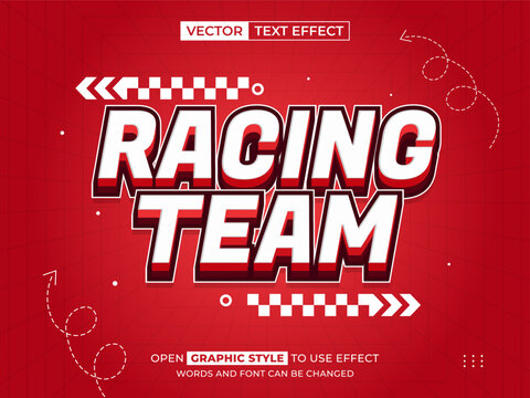 racing team editable text, font effect, 3d text for title
