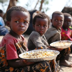 Facing Hunger: Children in Africa Asking for Food