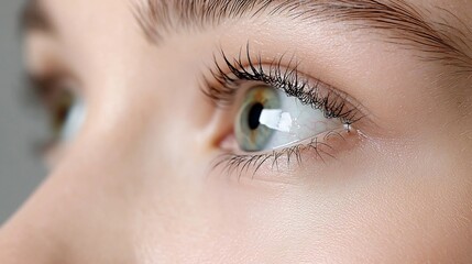 Obraz premium Mesmerizing close up portrait showcasing the luminous flawless skin of a person achieved through cutting edge laser skin rejuvenation technology The high definition details