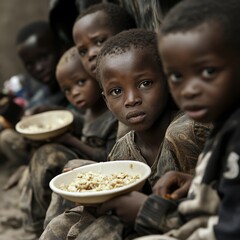 Facing Hunger: Children in Africa Asking for Food