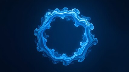 Blue smoke forming a magical circle on dark background