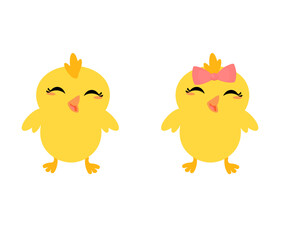 cartoon Easter chick on a white background