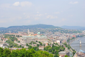 Fototapeta premium Travel, rocks, mountains, forests, nature, castle, sky, architecture, history, cathedral, monument, statue, panorama, city, plants, flowers