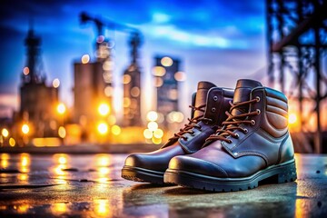 Silhouette of Safety Boots: Essential Protective Footwear for Factory Workers Against Acids, Oils, and Static Electricity in Industrial Environments