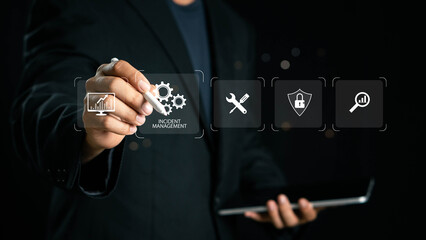 Incident management process business technology concept. processes of incident management, risk...
