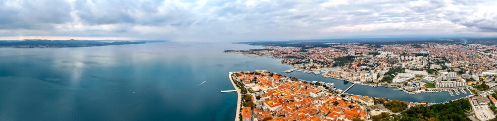 Fototapeta premium Croatia, Zadar. Panorama of the town of Zadar and Adriatic Sea coast. Concept travel in Croatia