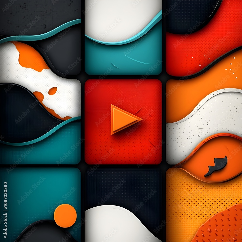 Poster striking geometric compositions with bold color blocking clean graphics and a minimalist digital sty