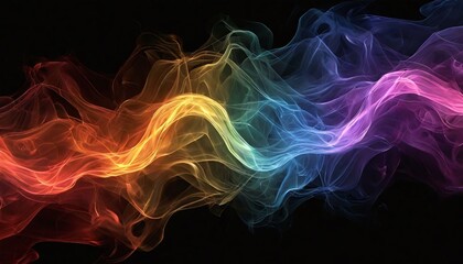 Obraz premium Colored smoke creating an abstract pattern on a black background.
