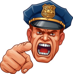 Policeman Angry Police Man Cartoon Character Cop