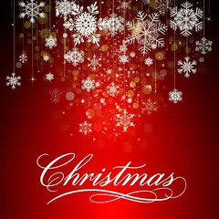 Festive Christmas background with paper snowflakes and sparkling bokeh effect. Perfect for holiday cards, website banners and social media posts.