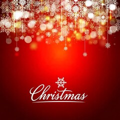 Naklejka premium Festive Christmas background with paper snowflakes and sparkling bokeh effect. Perfect for holiday cards, website banners and social media posts.