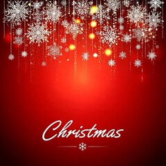 Festive Christmas background with paper snowflakes and sparkling bokeh effect. Perfect for holiday cards, website banners and social media posts.