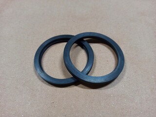 Sealing Gaskets Isolated, Black Rubber Rings for Plumbing, Plastic Circles