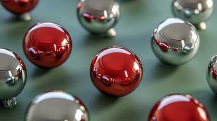 christmas background with red and silver xmas balls