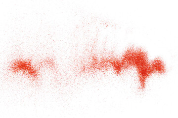  Red paprika powder flying, isolated on white, clipping path