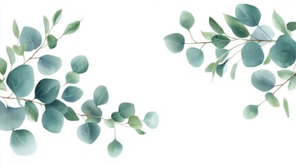 Eucalyptus Elegance, a delicate watercolor card featuring lush green eucalyptus leaves and branches against a crisp white backdrop, perfect for eco-friendly greetings.