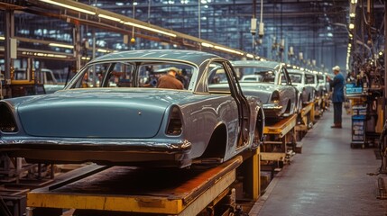 Naklejka premium Car Assembly Line in a Factory