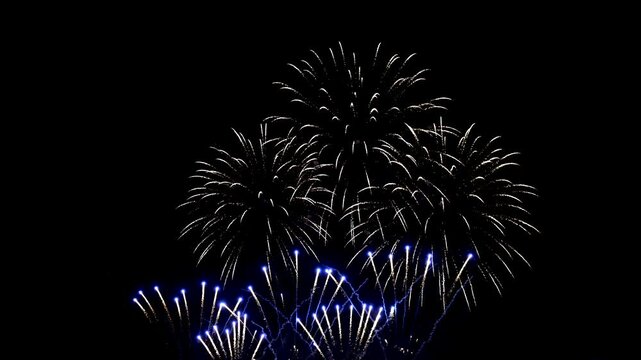 Vibrant realtime abstract fireworks display celebrating New Year 2025 at the annual festival event honoring Independence Day and Chinese New Year
