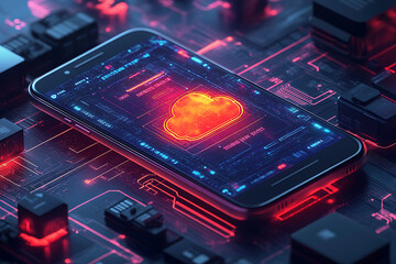 A digital subscription concept with icons of streaming, cloud storage, and newsletter services on a smartphone screen, highlighting modern technology and convenience.
